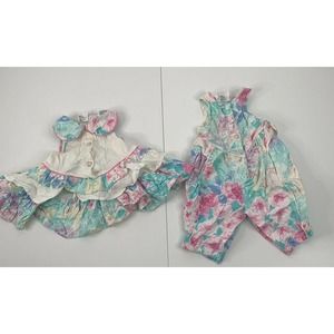 Vintage MUFFLINGS Lot of 2 Floral Jumper Dress 18M